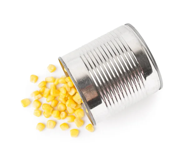 Tin Can Corn Isolated White Background — Stock Photo, Image
