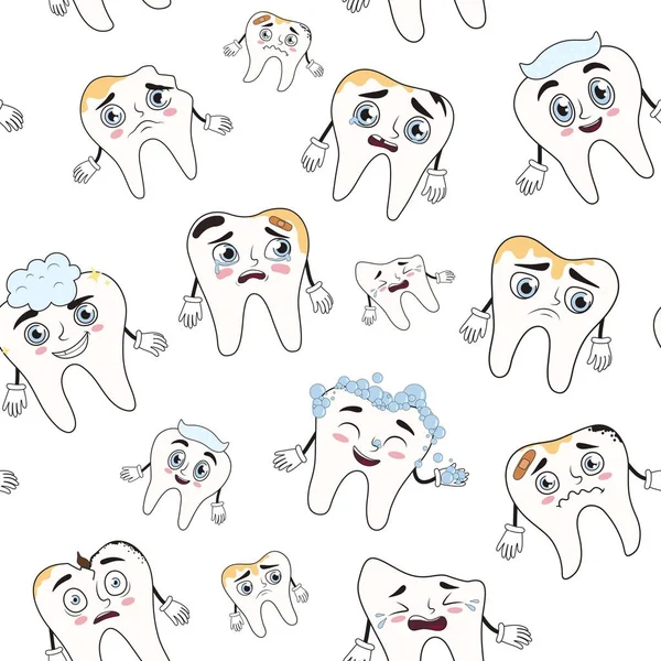 Багато Зубів Білому Тлі Патерн Національного Дня Болю Зубах — стоковий вектор