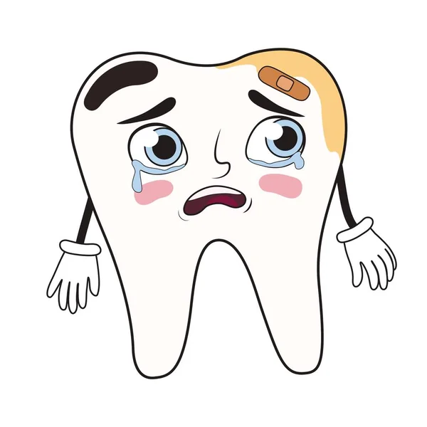 Ağlayan Diş Beyaz Arka Planda Bakliyeciler Ulusal Diş Ağrısı Günü — Stok Vektör