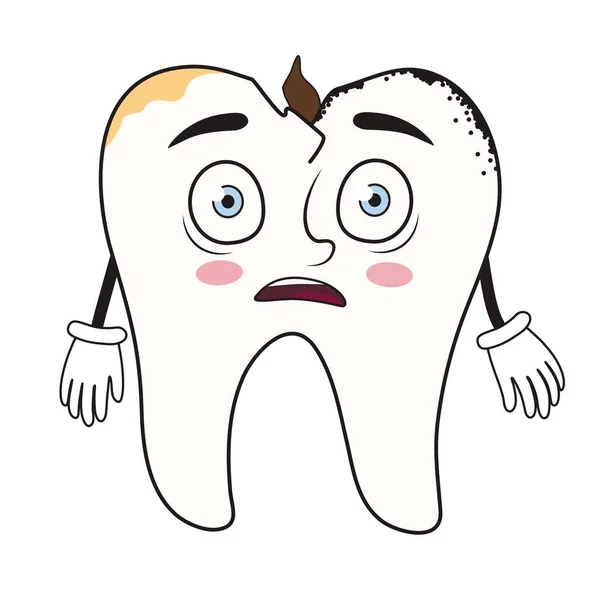 Şok Olmuş Bir Diş Beyaz Bir Arka Plan Ulusal Diş — Stok Vektör