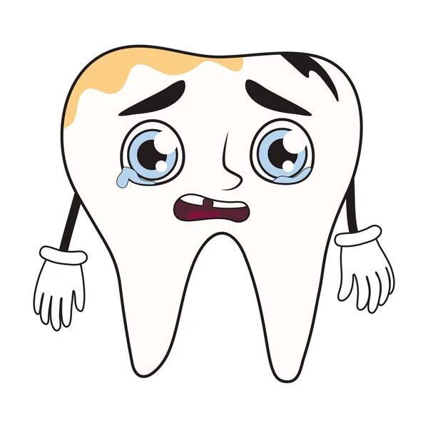 Ağlayan Diş Beyaz Arka Planda Bakliyeciler Ulusal Diş Ağrısı Günü — Stok Vektör