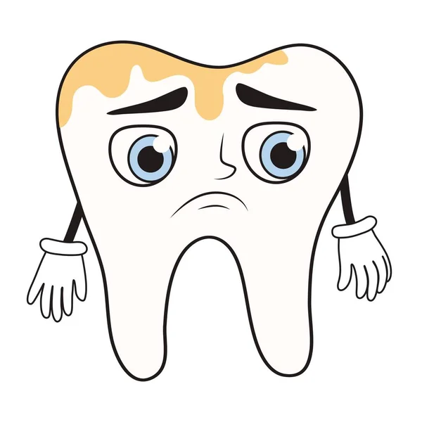 Beyaz Arkaplanlı Üzgün Dişler Ulusal Diş Ağrısı Günü — Stok Vektör