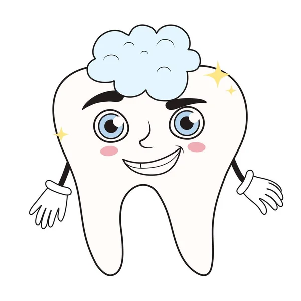 白い背景に歯磨き粉で幸せな歯 — ストックベクタ