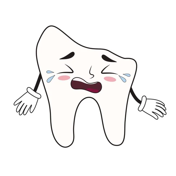 Beyaz Arka Planda Ağlayan Kırık Diş Ulusal Diş Ağrısı Günü — Stok Vektör
