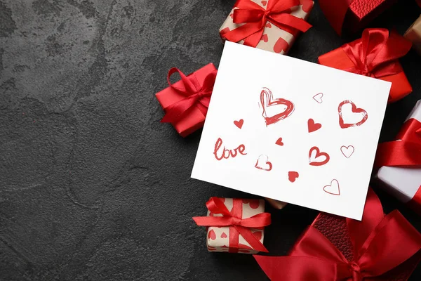 Love Letter Gifts Dark Background Valentine Day Celebration — Stock Photo, Image