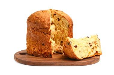 Beyaz arkaplanda kesilmiş Panettone tablosu