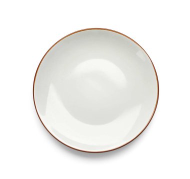 Beyaz arkaplanda izole edilmiş seramik plaka