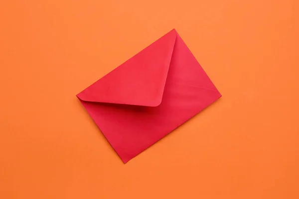 Czerwona Koperta Papierowa Tle Koloru — Zdjęcie stockowe
