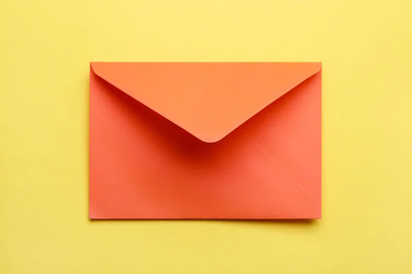 Orange Envelope Yellow Background — Stock Photo, Image