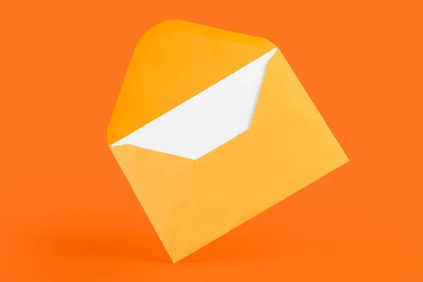 Paper Envelope Card Orange Background — Stock Photo, Image