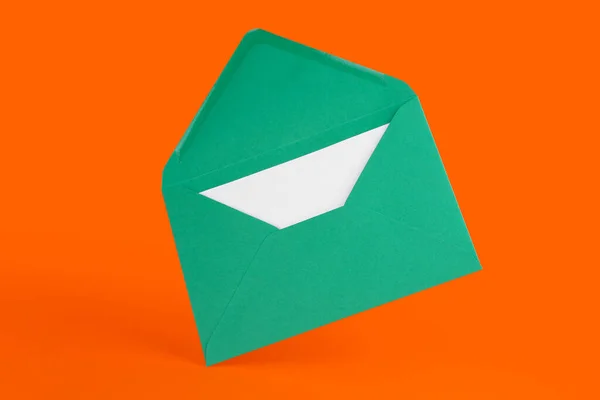 Colorful Paper Envelope Card Orange Background — Stock Photo, Image