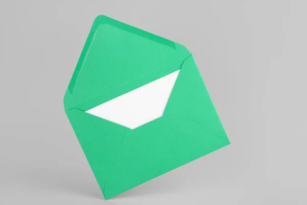 Green Paper Envelope Card Light Background — Stock Photo, Image
