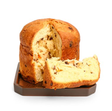 Beyaz arkaplanda kesilmiş Panettone tablosu