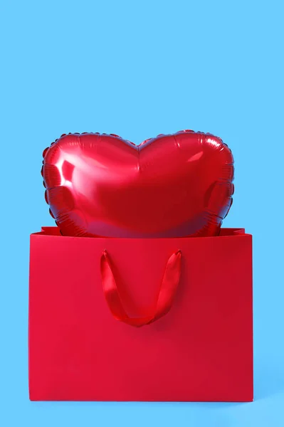 Saco Compras Com Balão Forma Coração Para Dia Dos Namorados — Fotografia de Stock
