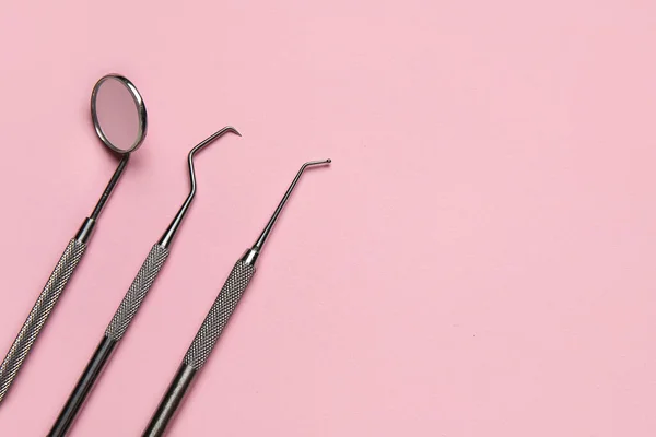 Dental Tools Pink Background — Stock Photo, Image