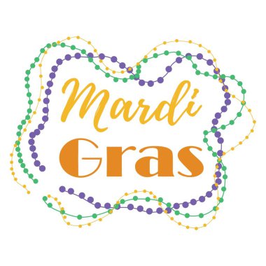 Beyaz arkaplanda MARDI GRAS (Şişman Salı) metni
