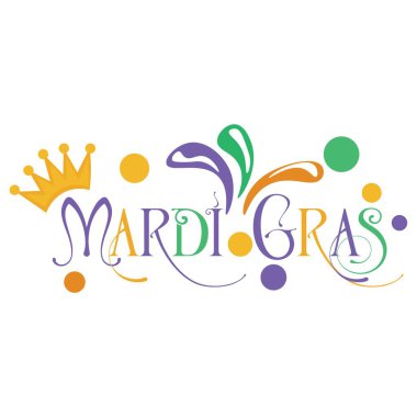 Beyaz arkaplanda MARDI GRAS (Şişman Salı) metni