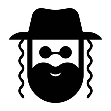 Beyaz arka planda Hasidik Yahudi 'nin başı