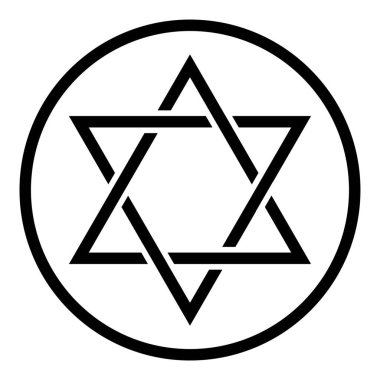 Siyah David yıldızı beyaz arkaplanda