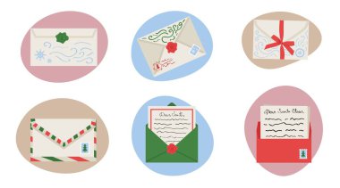 Beyaz arka planda bir dizi Noel mektubu