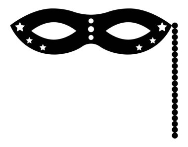 Beyaz arka planda siyah karnaval maskesi