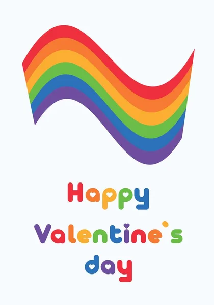 Beautiful Greeting Card Valentine Day Rainbow Flag White Background Lgbt — Vettoriale Stock