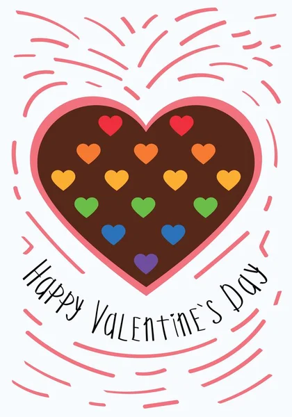 Creative Greeting Card Valentine Day Rainbow Hearts White Background Lgbt — Vettoriale Stock