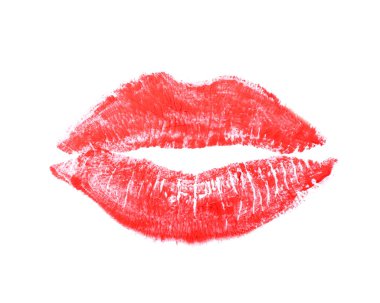 Beyaz zemin üzerine kırmızı ruj öpücük işareti