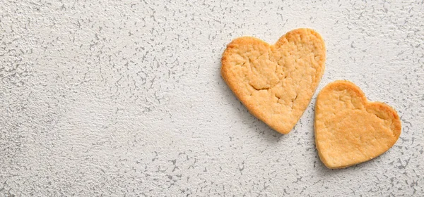 Sweet Heart Shaped Cookies Light Background Space Text Valentines Day — Stock Photo, Image