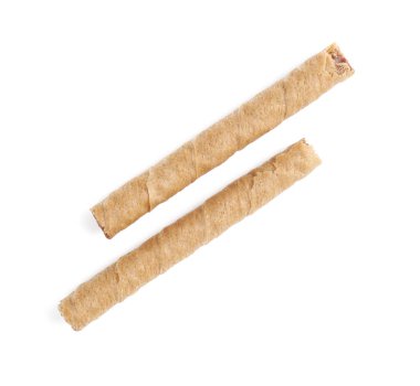Tasty wafer rolls isolated on white background