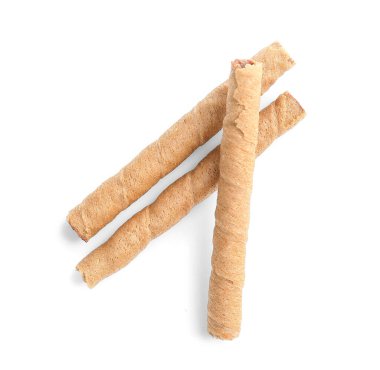 Tasty wafer rolls isolated on white background