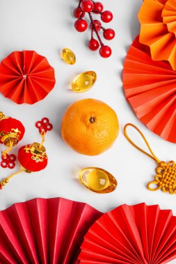 Mandarin and Chinese symbols on white background