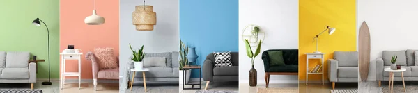 Group New Sofas Modern Interiors Living Room — Zdjęcie stockowe