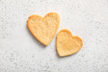 Sweet heart shaped cookies on light background. Valentines Day celebration