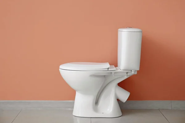 Ceramic Toilet Bowl Pink Wall — Stock Photo, Image