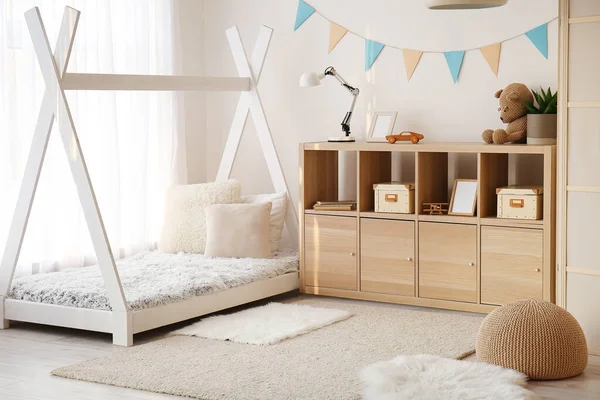Stylish Interior Children Room Baby Bed — Stock Photo, Image
