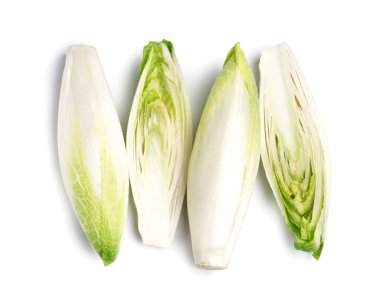 Bunches of fresh ripe endive isolated on white background