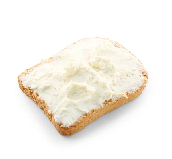 Toast Tasty Cream Cheese White Background — Stock Photo, Image