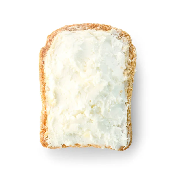 Toast Tasty Cream Cheese White Background — Stock Photo, Image