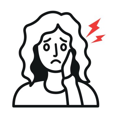 beyaz zemin üzerinde diş ağrısı olan kadın