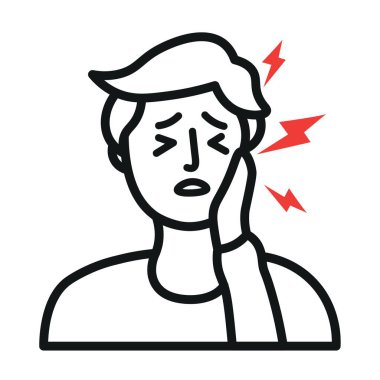 Beyaz arka planda diş ağrısı olan bir adam.