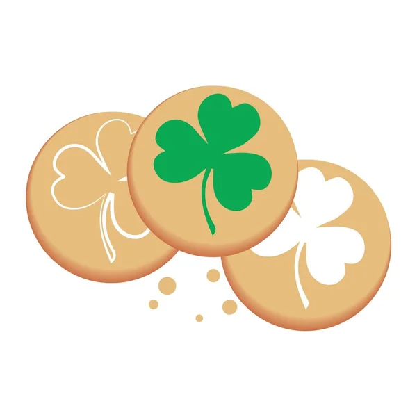 Tasty Cookies Patrick Day Celebration White Background — Stock vektor
