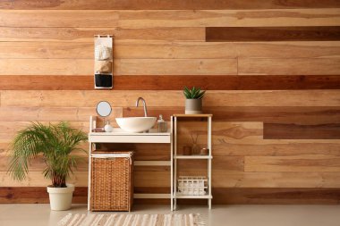 Interior of stylish bathroom with modern sink