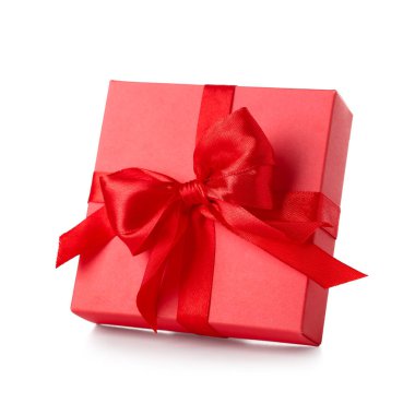 Beautiful gift box on white background. Valentine's Day celebration