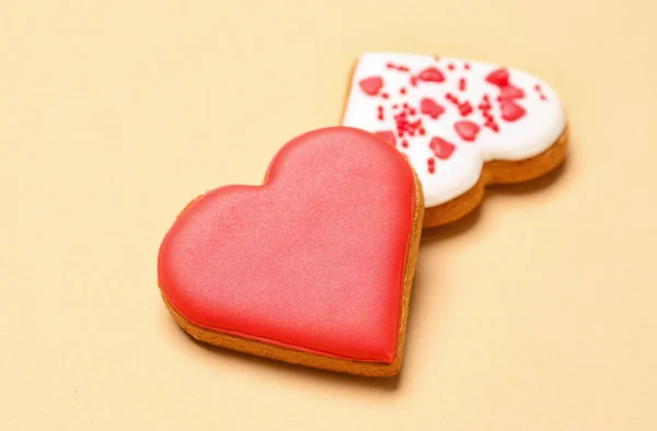 Tasty Heart Shaped Cookies Color Background Valentine Day Celebration — Photo