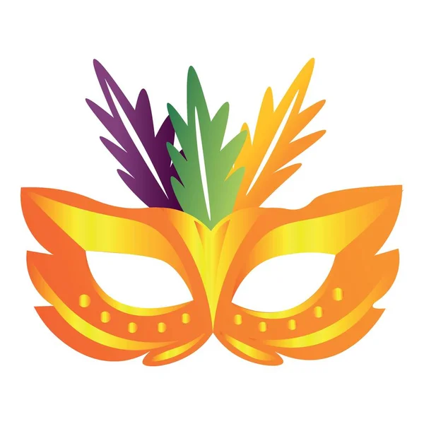 Guld Karneval Mask Vit Bakgrund — Stock vektor
