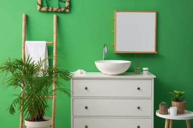 Interior of stylish bathroom with modern sink