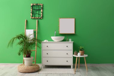 Interior of stylish bathroom with modern sink