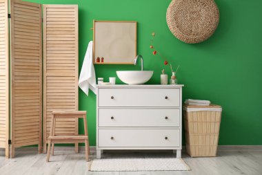 Interior of stylish bathroom with modern sink