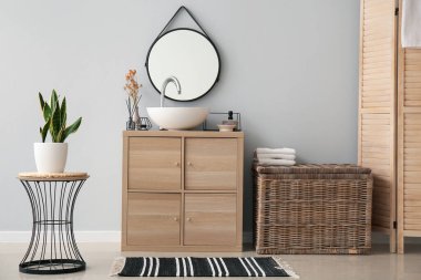 Interior of stylish bathroom with modern sink